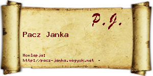 Pacz Janka névjegykártya